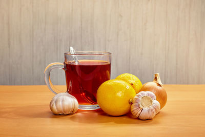 Close-up of oranges on table