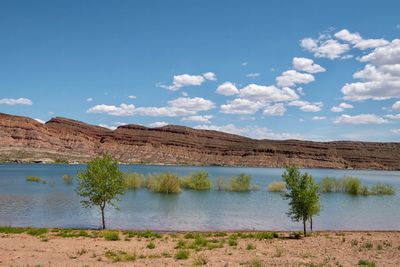 Scenic view of lake against sky