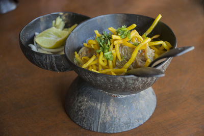 Close-up of thai food in bowl on table