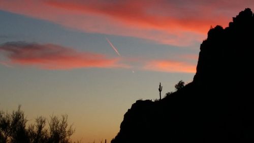 Scenic view of mountains at sunset