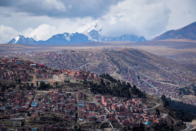 Aerial view of landscape against sky