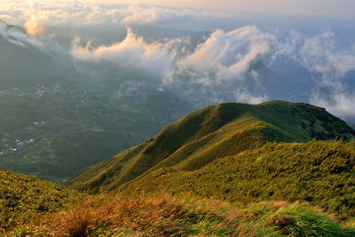 Scenic view of mountains against sky