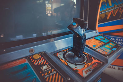 Close-up of video game joystick