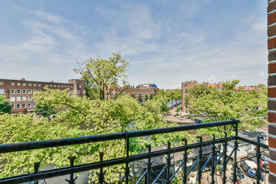 High angle view of trees against sky