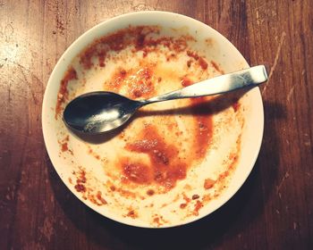 High angle view of food in bowl