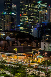 Illuminated city at night