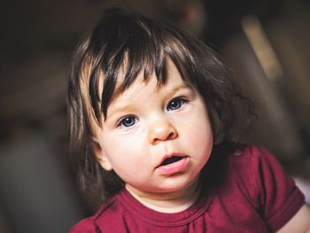 Close-up portrait of cute baby girl