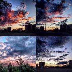 Silhouette of buildings against cloudy sky at sunset