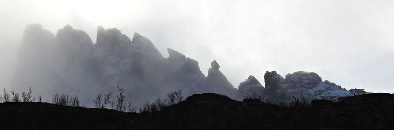 Panoramic view of rocky mountains against sky