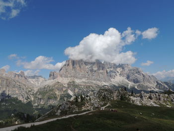 Panoramic view of landscape and mountains against sky