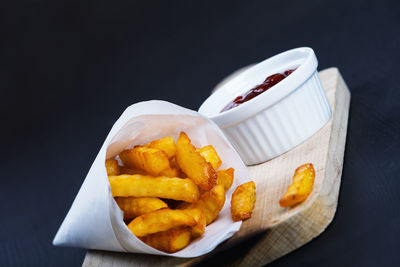 Close-up of food served on table