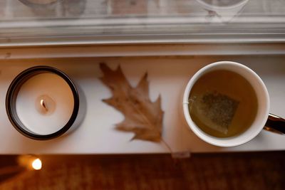 Directly above shot of coffee on table