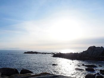 Scenic view of sea against sky at sunset