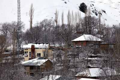 House against sky during winter