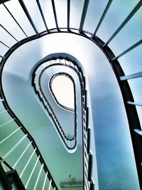 Low angle view of spiral stairs against sky