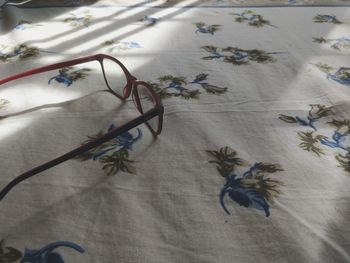 High angle view of papers on table
