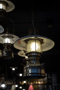 Low angle view of illuminated pendant light