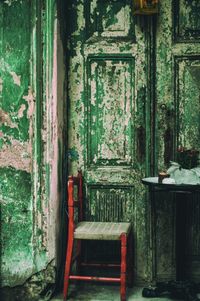 Close-up of abandoned door