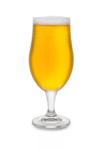 Close-up of beer glass against white background