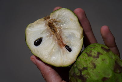 Close-up of hand holding fruit