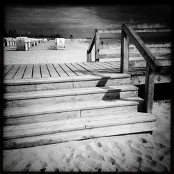 View of wooden pier on sea