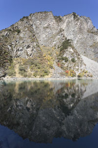 Scenic view of mountain against clear sky