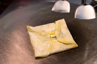 High angle view of bread on table