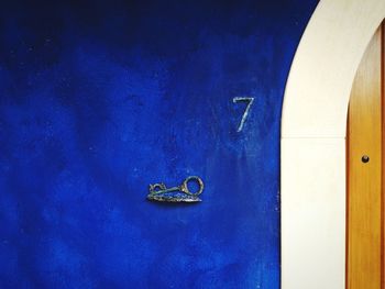Close-up of blue door