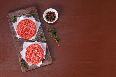 High angle view of food on table