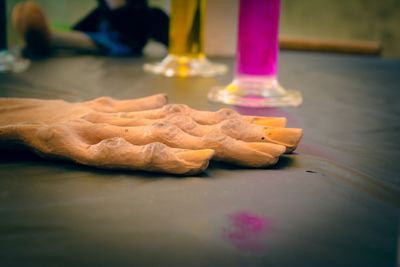 Close-up of preparing food on table