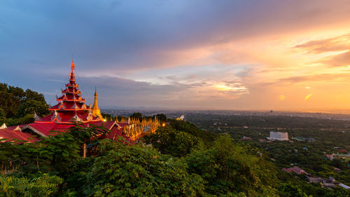 Mandalay hill viewpoint major pilgrimage site and pagoda mandalay hill temple, mandalay, myanmar.