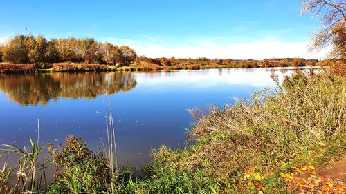 Scenic view of lake against sky