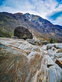 Scenic view of rocky mountains against sky