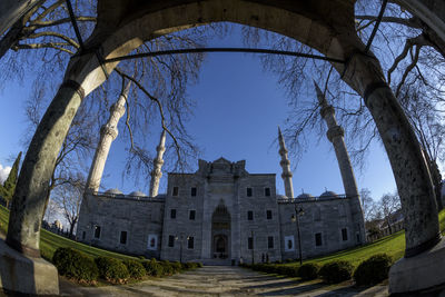 Low angle view of building against clear sky