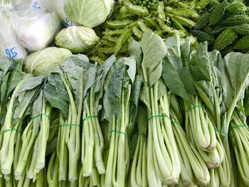 High angle view of vegetables for sale at market stall