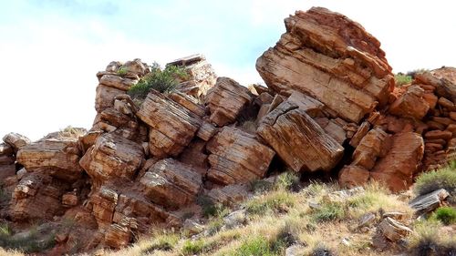 Low angle view of rock formations