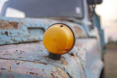 Antique yellow light turning truck light.