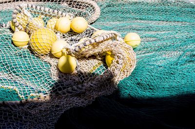 High angle view of fishing net