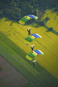 High angle view of umbrella on land