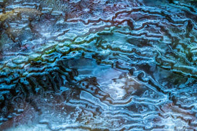 Close up of frozen river. frozen water textures.