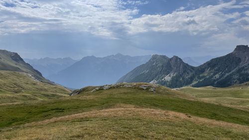 Scenic view of mountains against sky