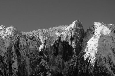 Low angle view of mountain against clear sky