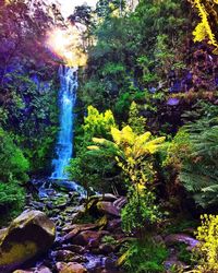 Scenic view of waterfall