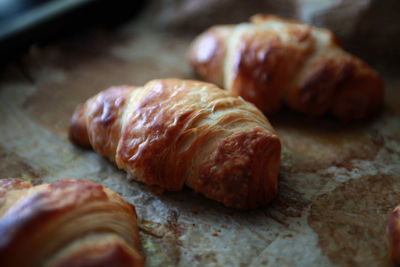 Close-up of homemade croissant 