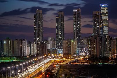 Illuminated city at night