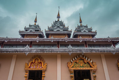 Low angle view of temple building against sky