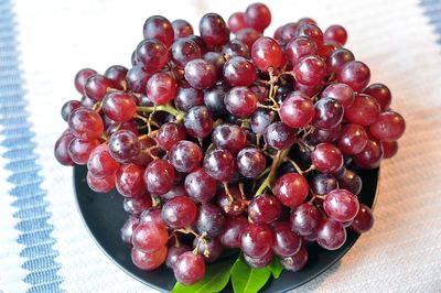 High angle view of grapes on table