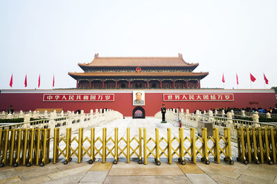 Exterior of temple against clear sky