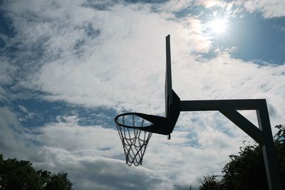 Low angle view of basketball hoop against sky