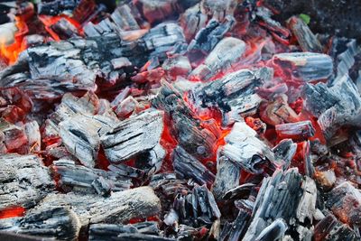 Close-up of burning charcoal